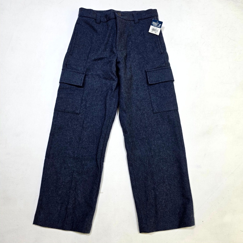 Polo Ralph Lauren Cargo Pants Boys 7 Navy Blue Wool Blend Utility Trousers NEW